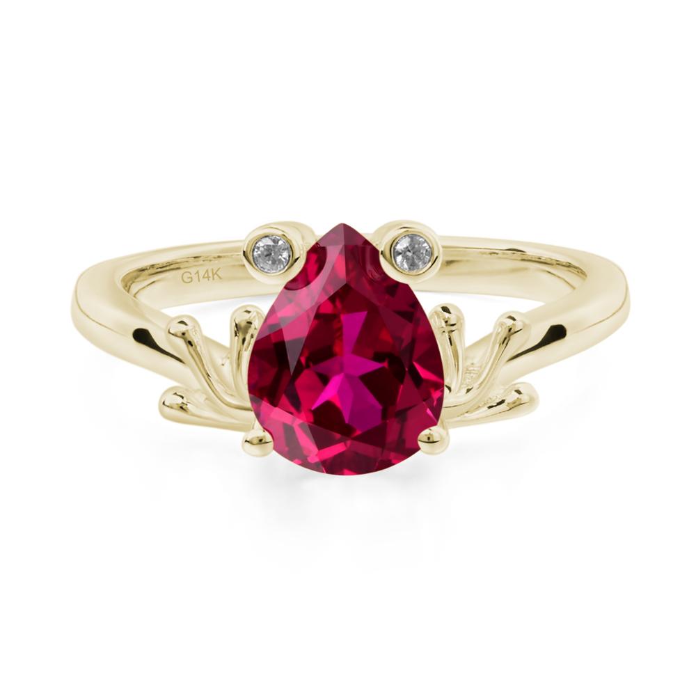 Lab Created Ruby Ring Frog Engagement Ring - LUO Jewelry #metal_14k yellow gold