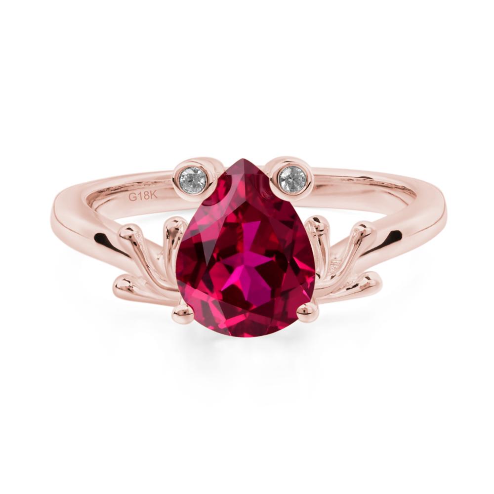 Lab Created Ruby Ring Frog Engagement Ring - LUO Jewelry #metal_18k rose gold