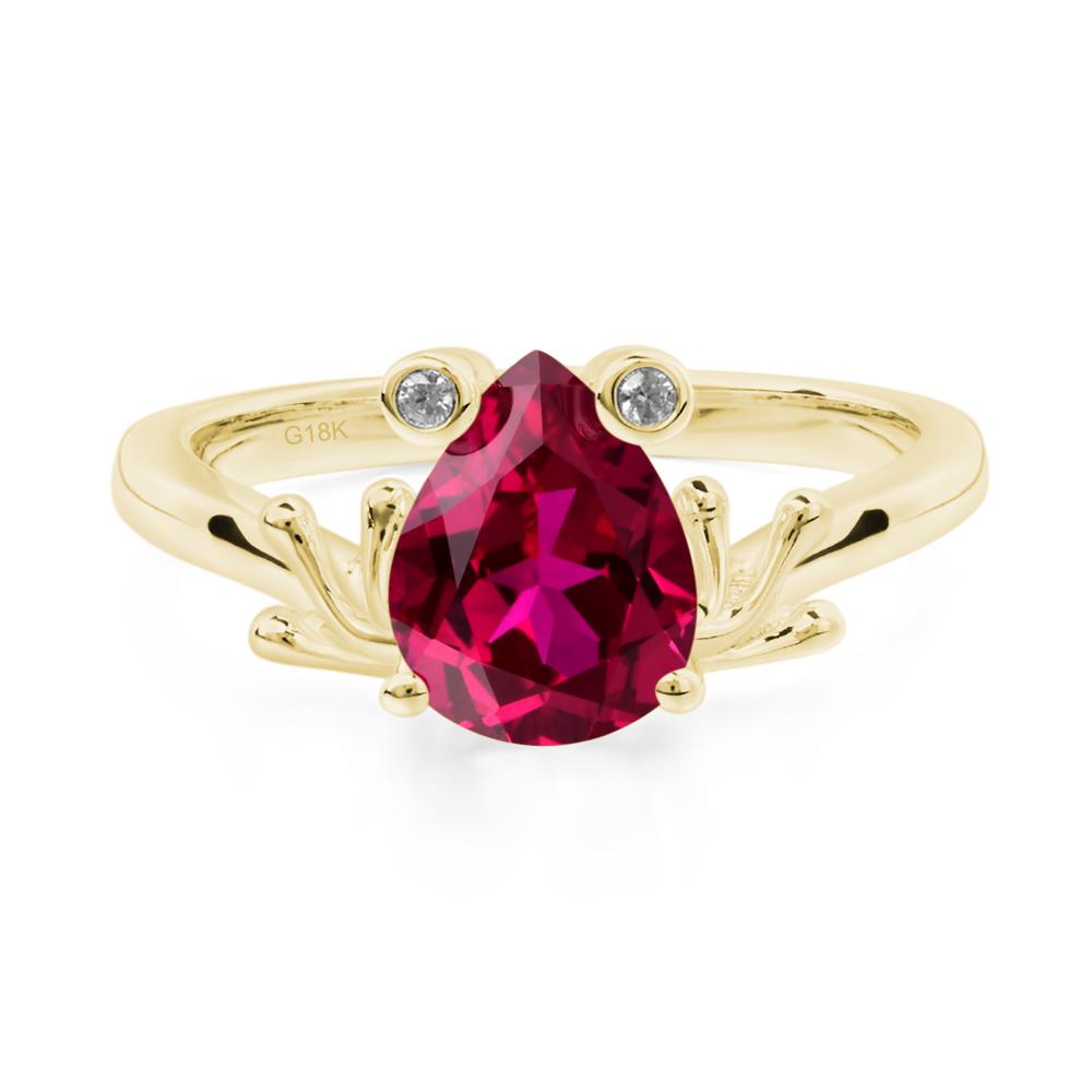 Lab Created Ruby Ring Frog Engagement Ring - LUO Jewelry #metal_18k yellow gold