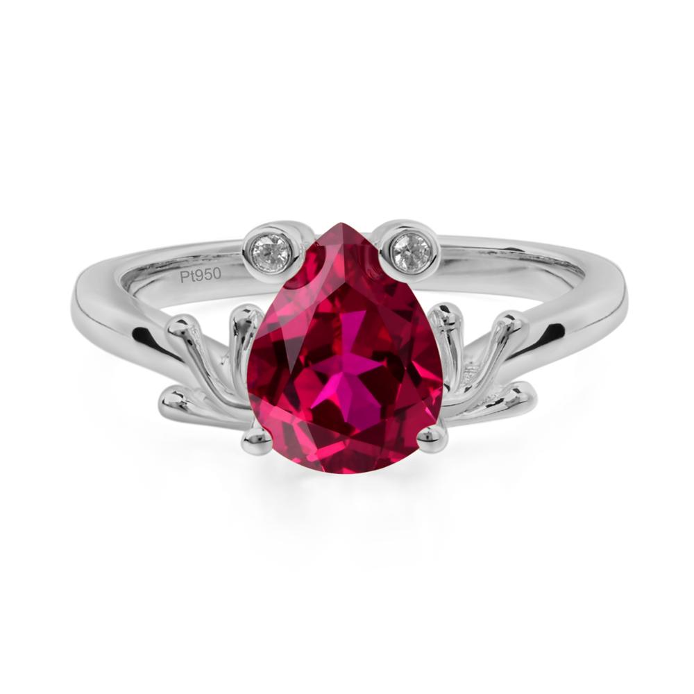 Lab Created Ruby Ring Frog Engagement Ring - LUO Jewelry #metal_platinum