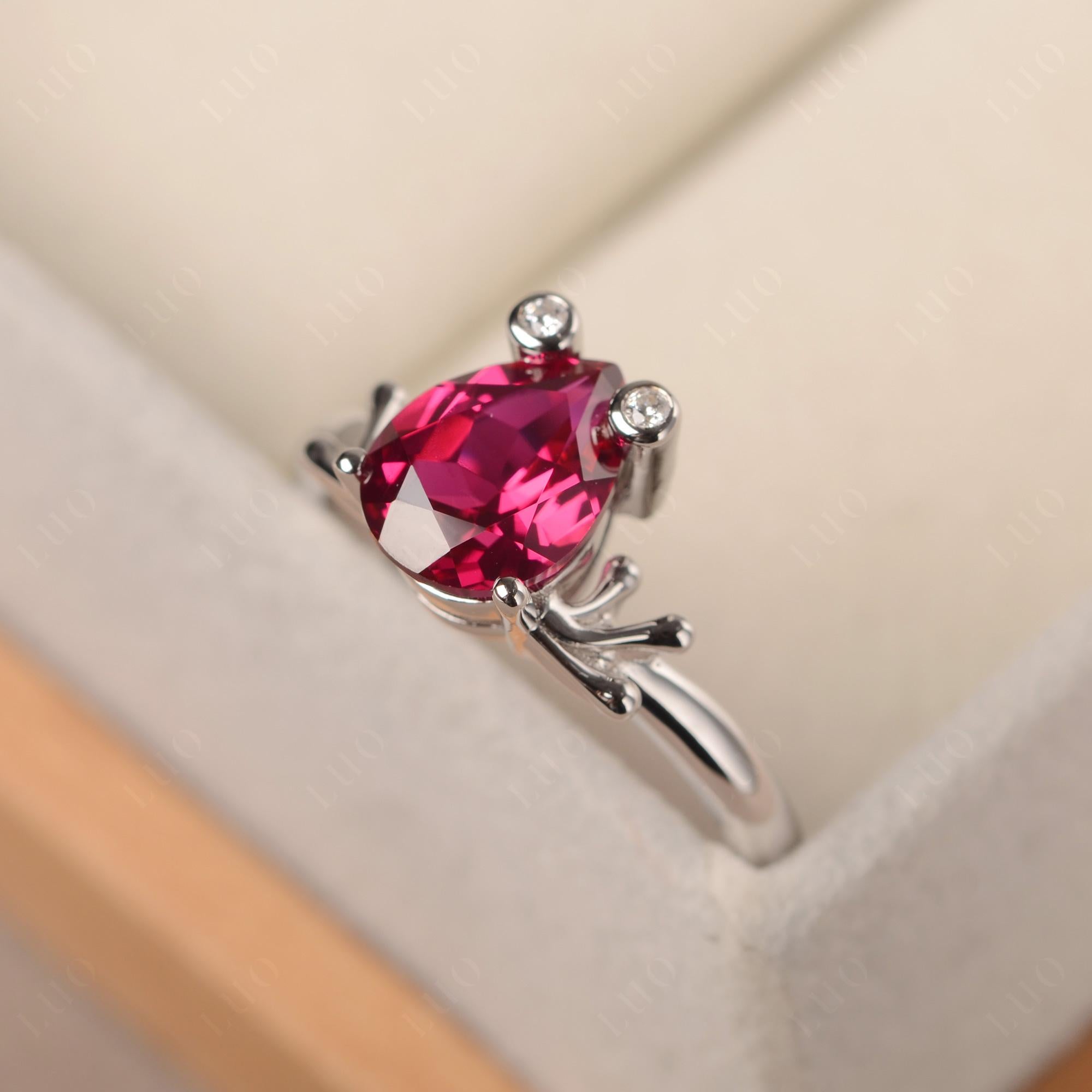 Lab Created Ruby Ring Frog Engagement Ring - LUO Jewelry