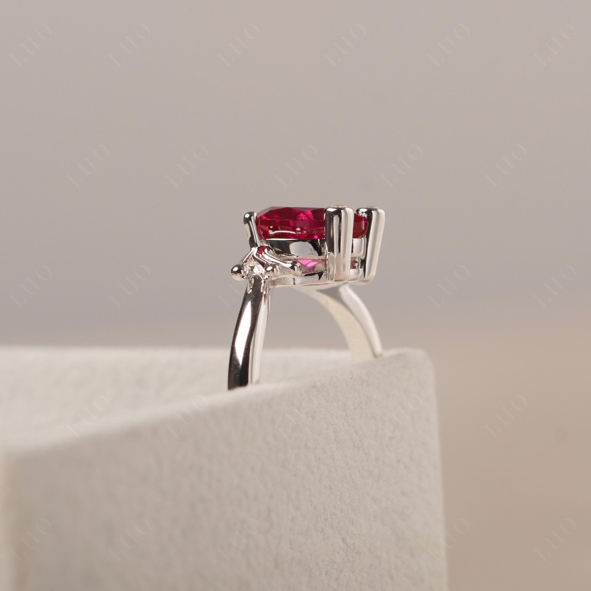 Lab Created Ruby Ring Frog Engagement Ring - LUO Jewelry