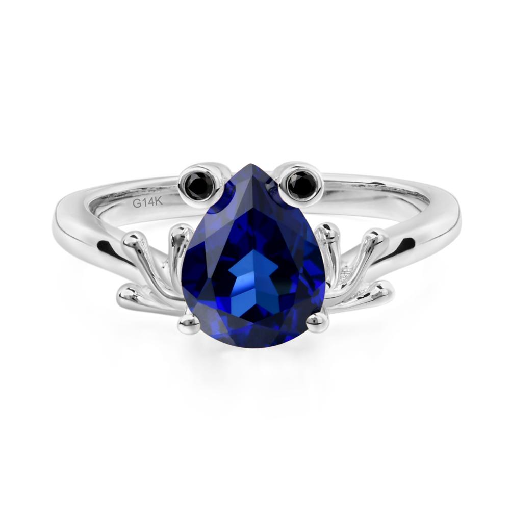 Sapphire Ring Frog Engagement Ring - LUO Jewelry #metal_14k white gold