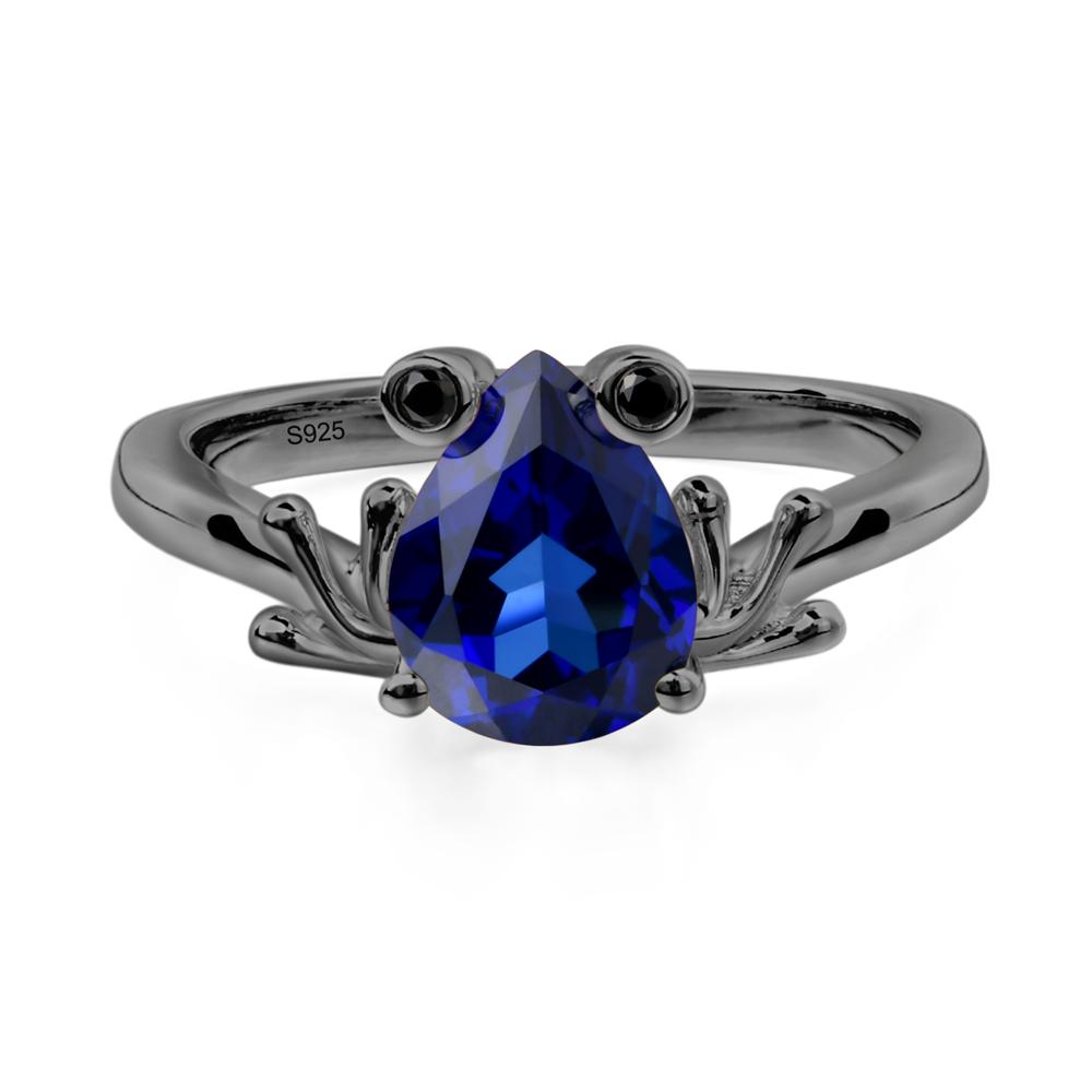 Sapphire Ring Frog Engagement Ring - LUO Jewelry #metal_black finish sterling silver