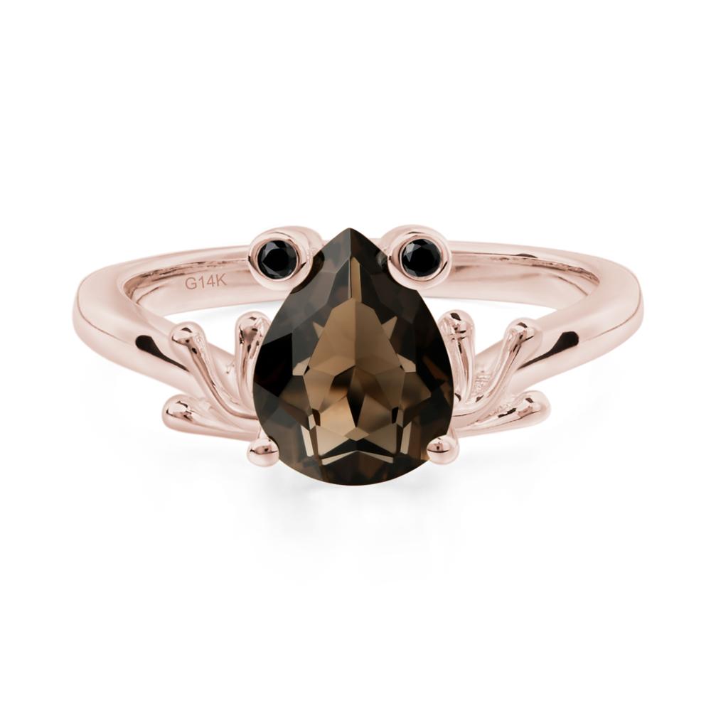 Smoky Quartz Ring Frog Engagement Ring - LUO Jewelry #metal_14k rose gold