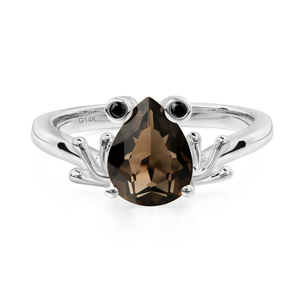 Smoky Quartz Ring Frog Engagement Ring - LUO Jewelry #metal_14k white gold