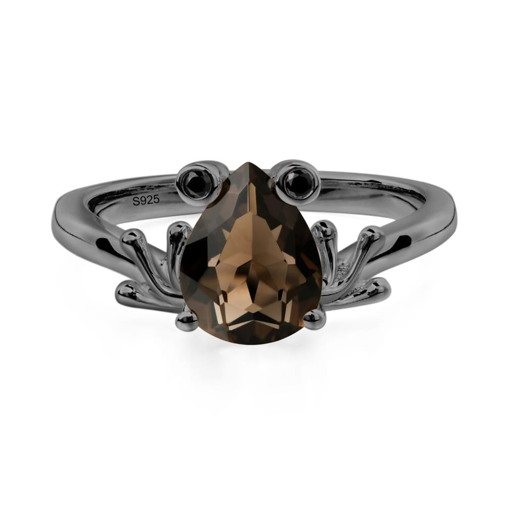 Smoky Quartz Ring Frog Engagement Ring - LUO Jewelry #metal_black finish sterling silver