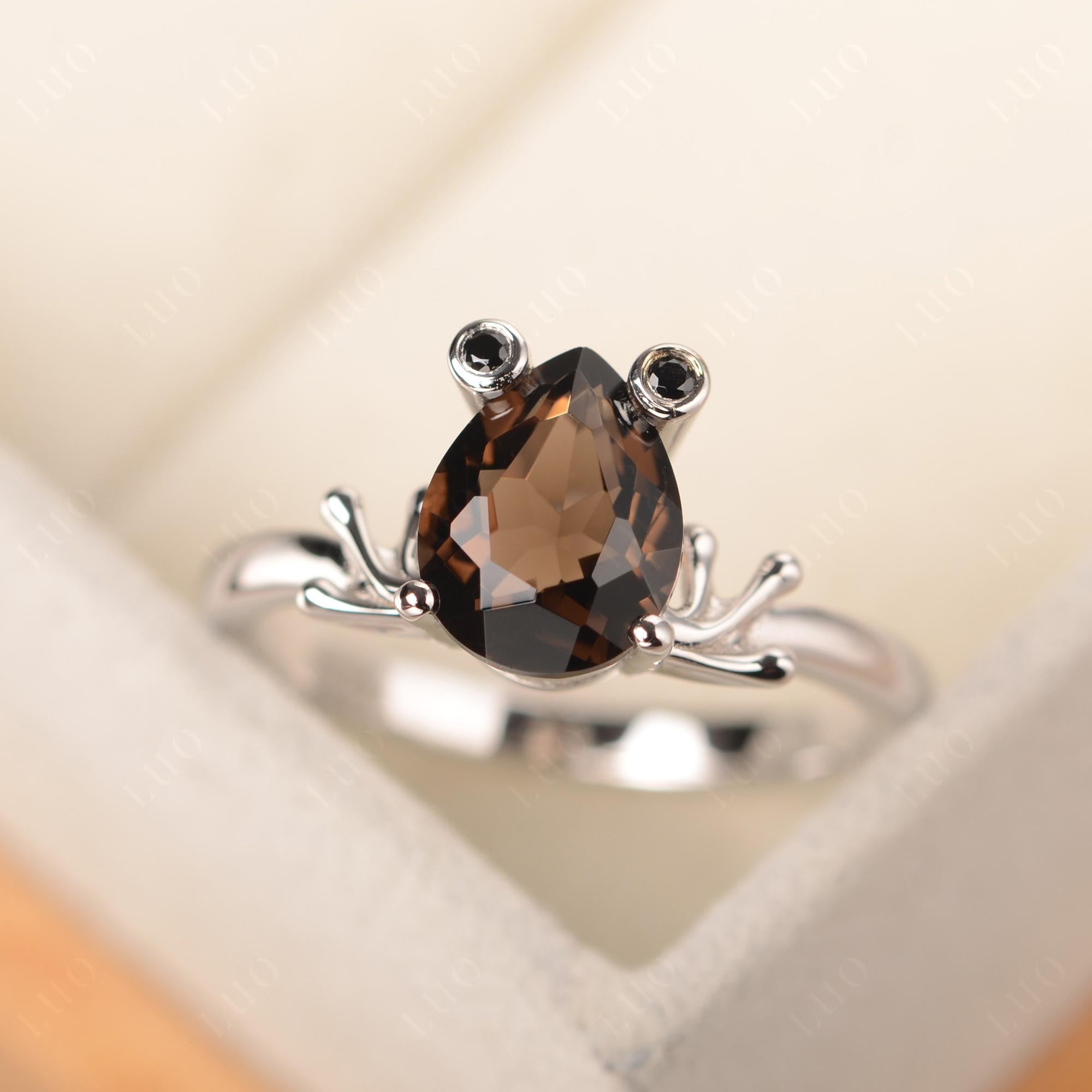 Smoky Quartz Ring Frog Engagement Ring - LUO Jewelry