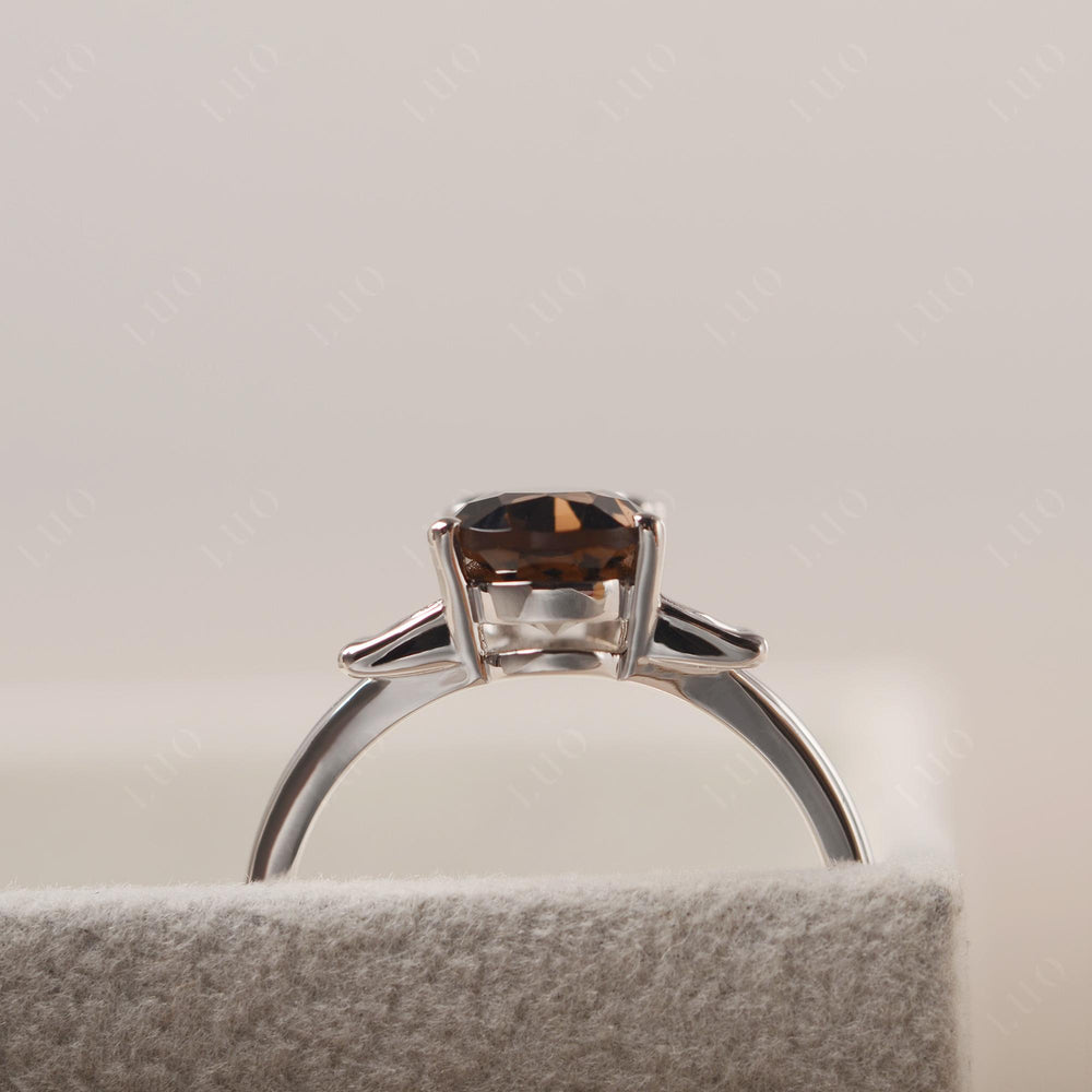 Smoky Quartz  Ring Frog Engagement Ring White Gold - LUO Jewelry