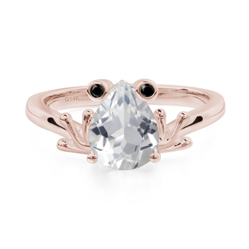 White Topaz Ring Frog Engagement Ring - LUO Jewelry #metal_14k rose gold