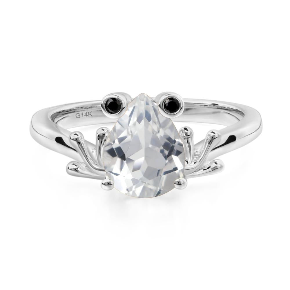 White Topaz Ring Frog Engagement Ring - LUO Jewelry #metal_14k white gold