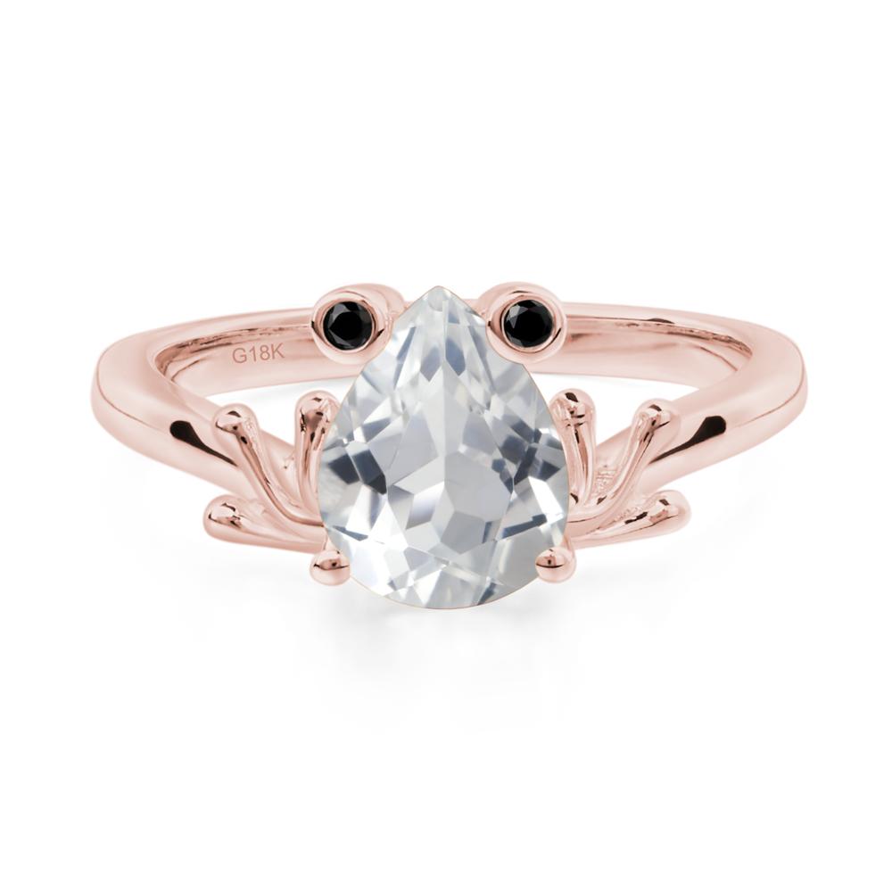 White Topaz Ring Frog Engagement Ring - LUO Jewelry #metal_18k rose gold