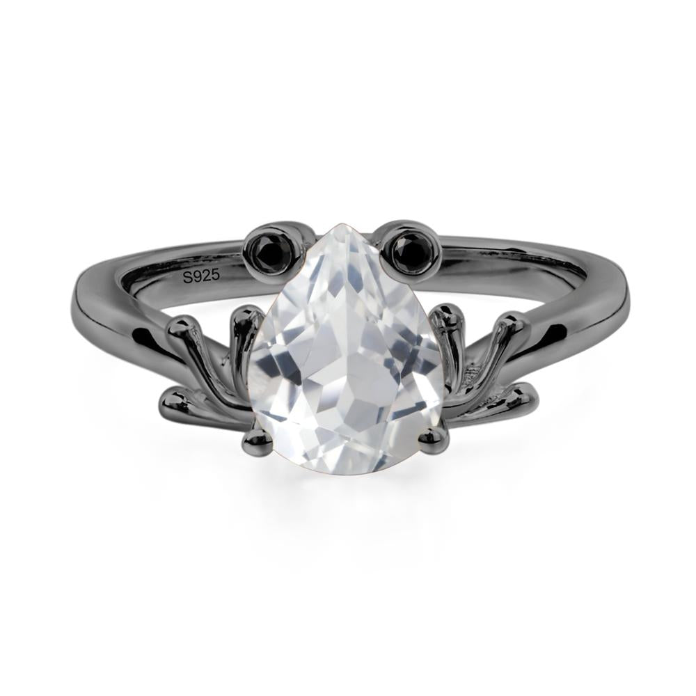White Topaz Ring Frog Engagement Ring - LUO Jewelry #metal_black finish sterling silver