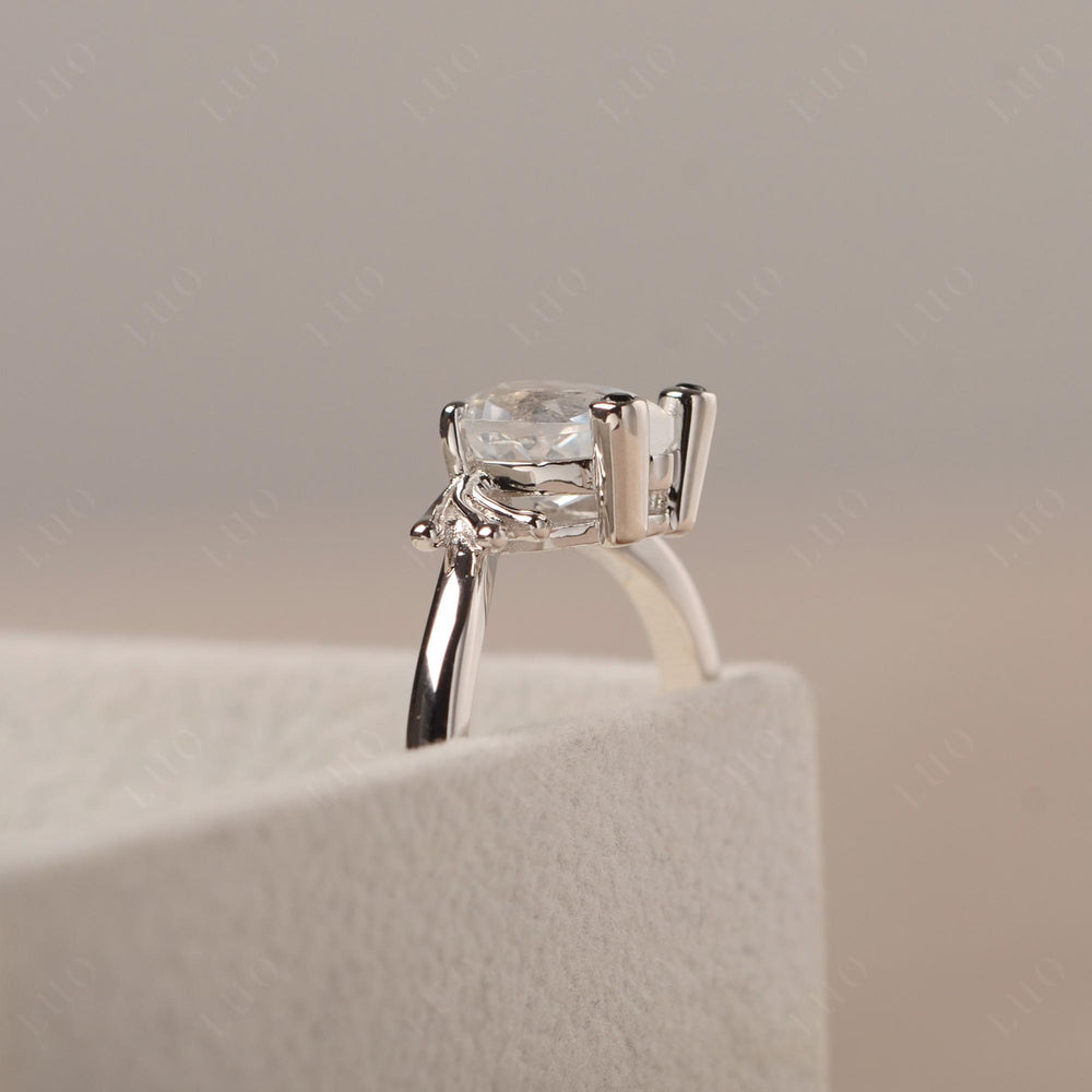 White Topaz Ring Frog Engagement Ring White Gold - LUO Jewelry