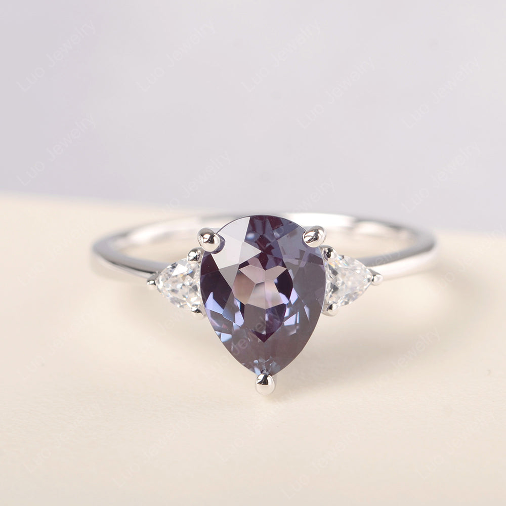 Alexandrite Ring Teardrop Wedding Ring Rose Gold - LUO Jewelry