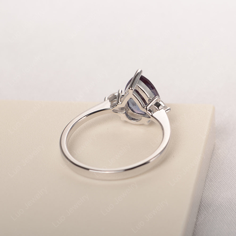 Alexandrite Ring Teardrop Wedding Ring Rose Gold - LUO Jewelry