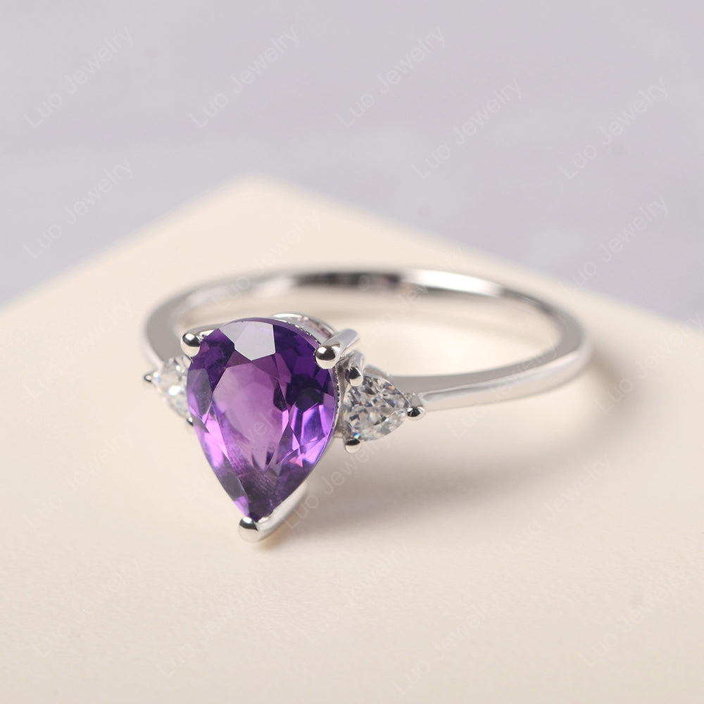 Amethyst Ring Teardrop Wedding Ring Rose Gold - LUO Jewelry