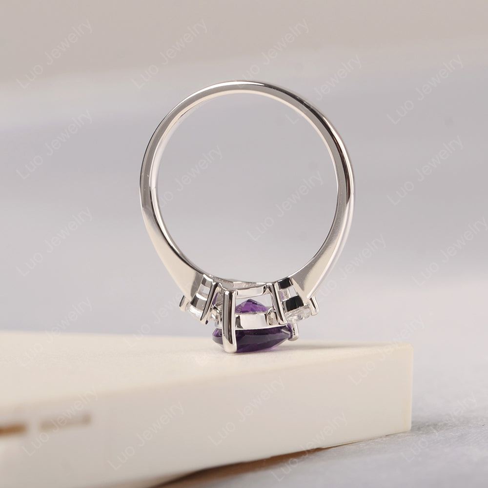 Amethyst Ring Teardrop Wedding Ring Rose Gold - LUO Jewelry