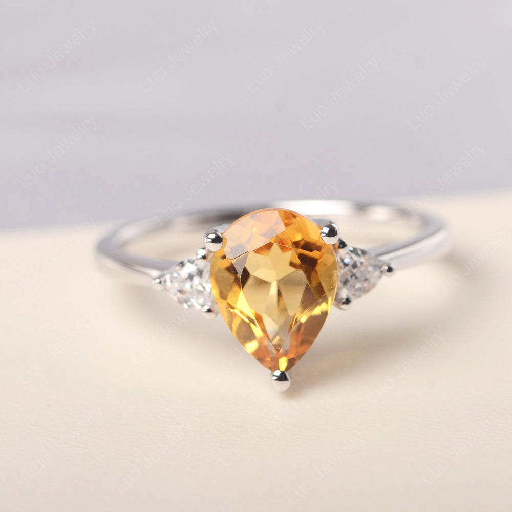 Citrine Ring Teardrop Wedding Ring Rose Gold - LUO Jewelry