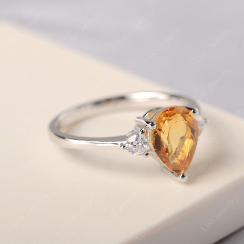 Citrine Ring Teardrop Wedding Ring Rose Gold - LUO Jewelry