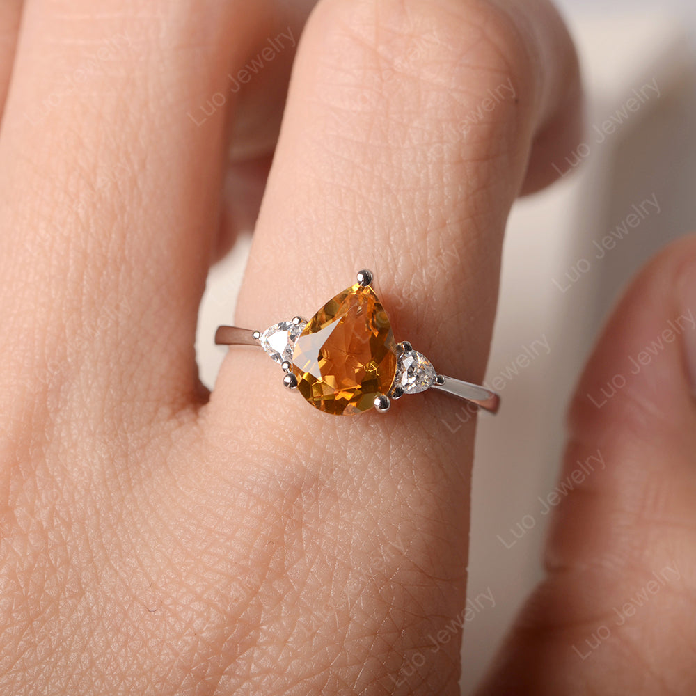 Citrine Ring Teardrop Wedding Ring Rose Gold - LUO Jewelry
