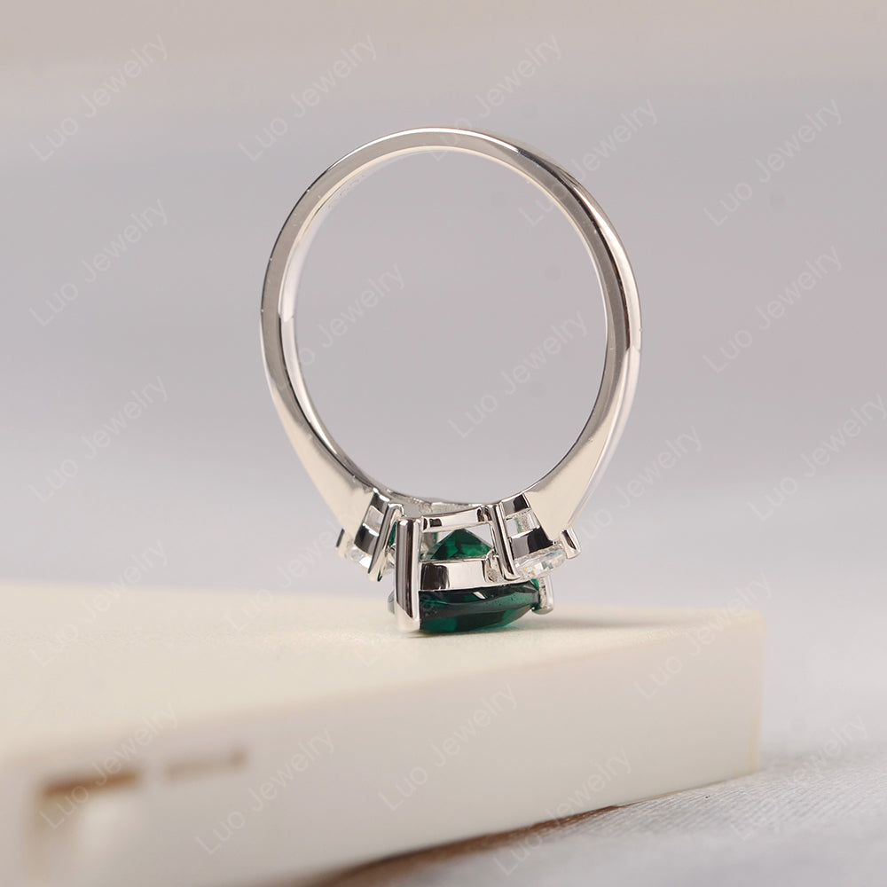 Lab Emerald Ring Teardrop Wedding Ring Rose Gold - LUO Jewelry