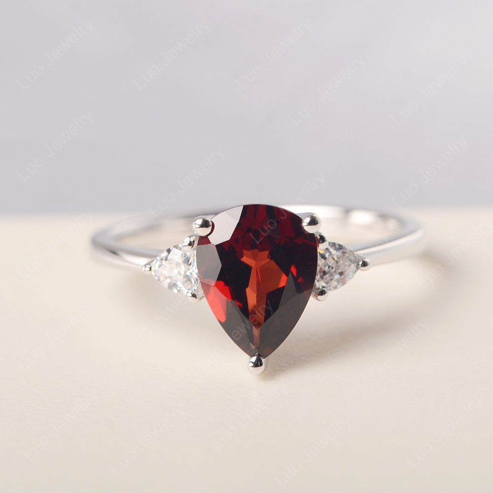 Garnet Ring Teardrop Wedding Ring Rose Gold - LUO Jewelry