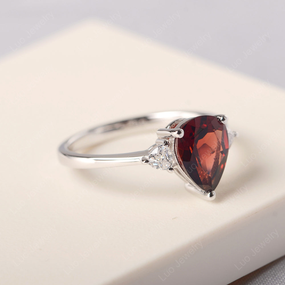 Garnet Ring Teardrop Wedding Ring Rose Gold - LUO Jewelry