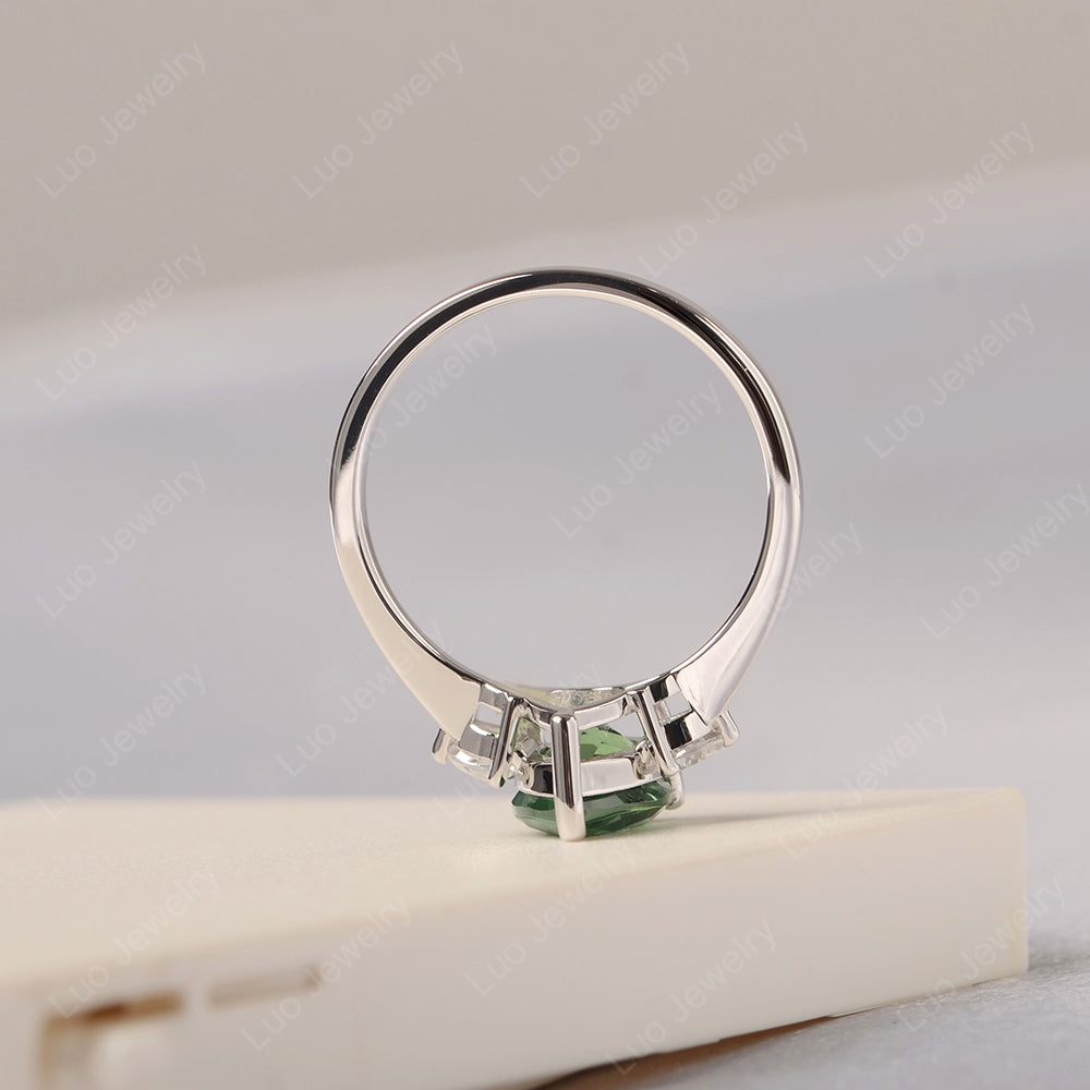 Green Sapphire Ring Teardrop Wedding Ring Rose Gold - LUO Jewelry