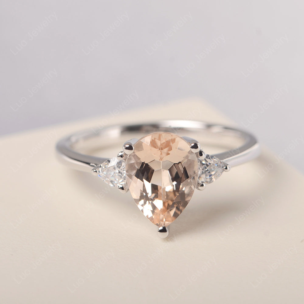 Morganite Ring Teardrop Wedding Ring Rose Gold - LUO Jewelry