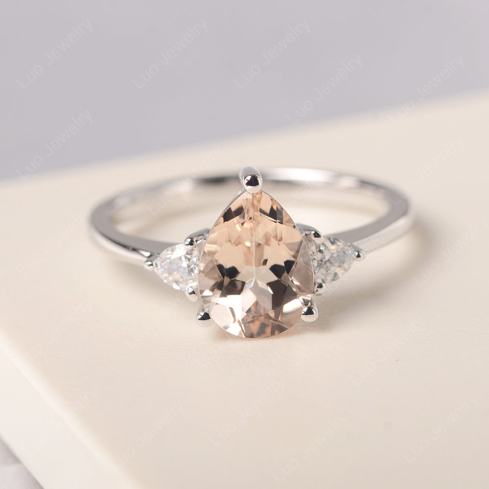 Morganite Ring Teardrop Wedding Ring Rose Gold - LUO Jewelry