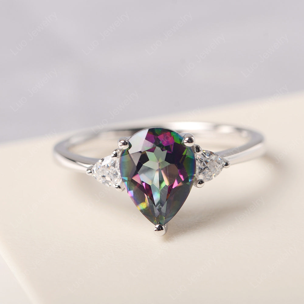 Mystic Topaz Ring Teardrop Wedding Ring Rose Gold - LUO Jewelry