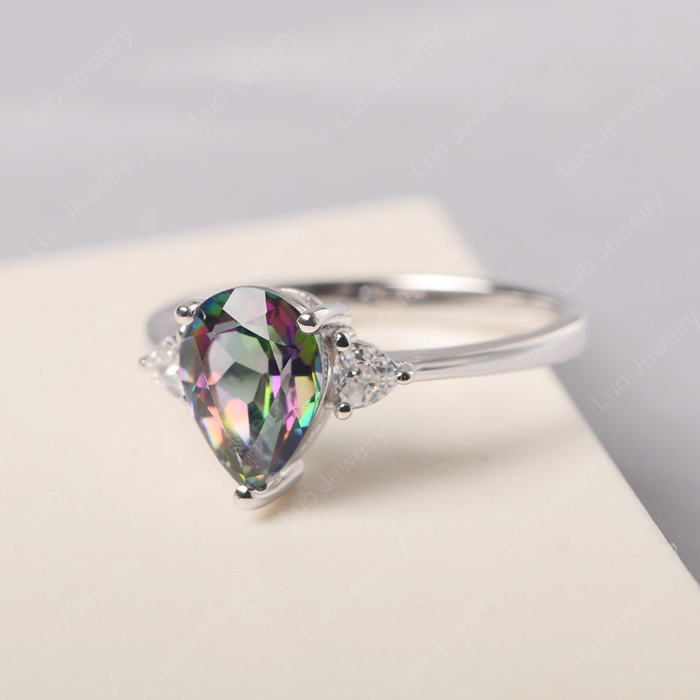 Mystic Topaz Ring Teardrop Wedding Ring Rose Gold - LUO Jewelry