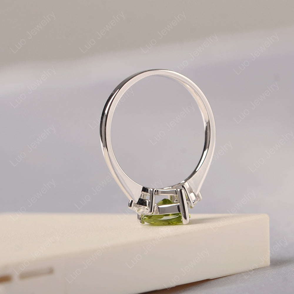 Peridot Ring Teardrop Wedding Ring Rose Gold - LUO Jewelry