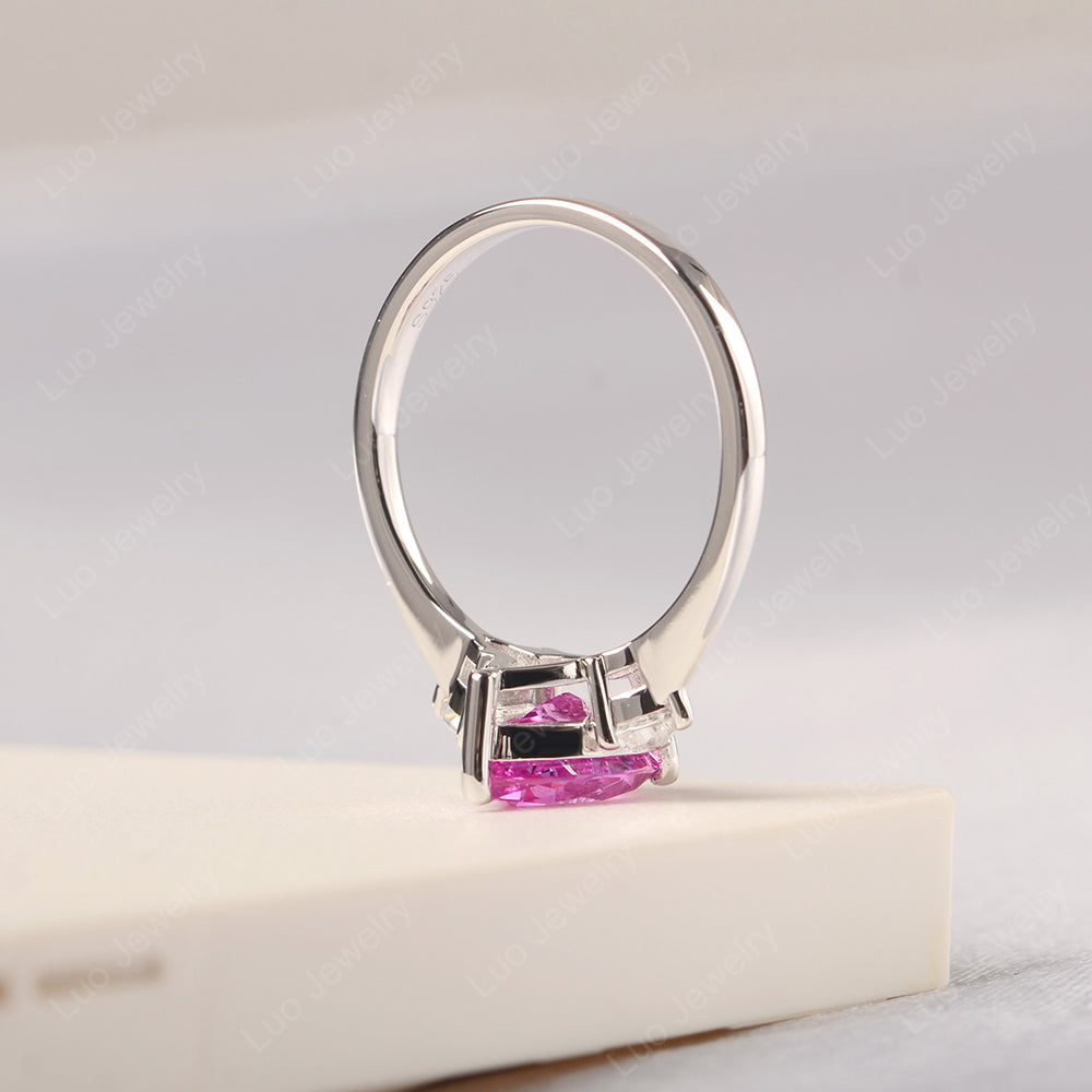 Pink Sapphire Ring Teardrop Wedding Ring Rose Gold - LUO Jewelry