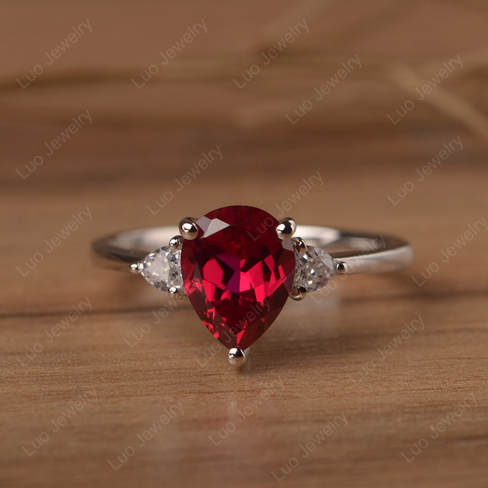 Ruby Ring Teardrop Wedding Ring Rose Gold - LUO Jewelry