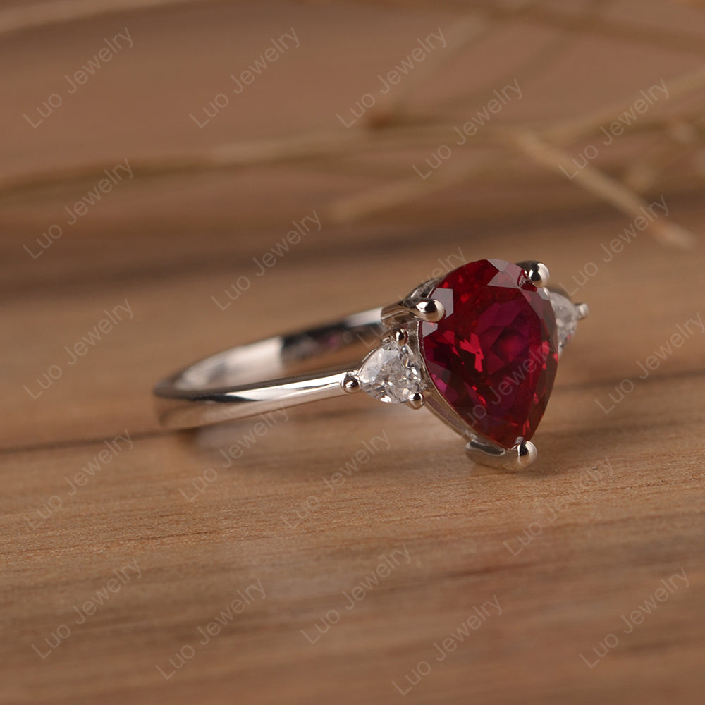 Ruby Ring Teardrop Wedding Ring Rose Gold - LUO Jewelry