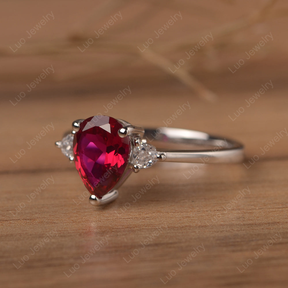 Ruby Ring Teardrop Wedding Ring Rose Gold - LUO Jewelry
