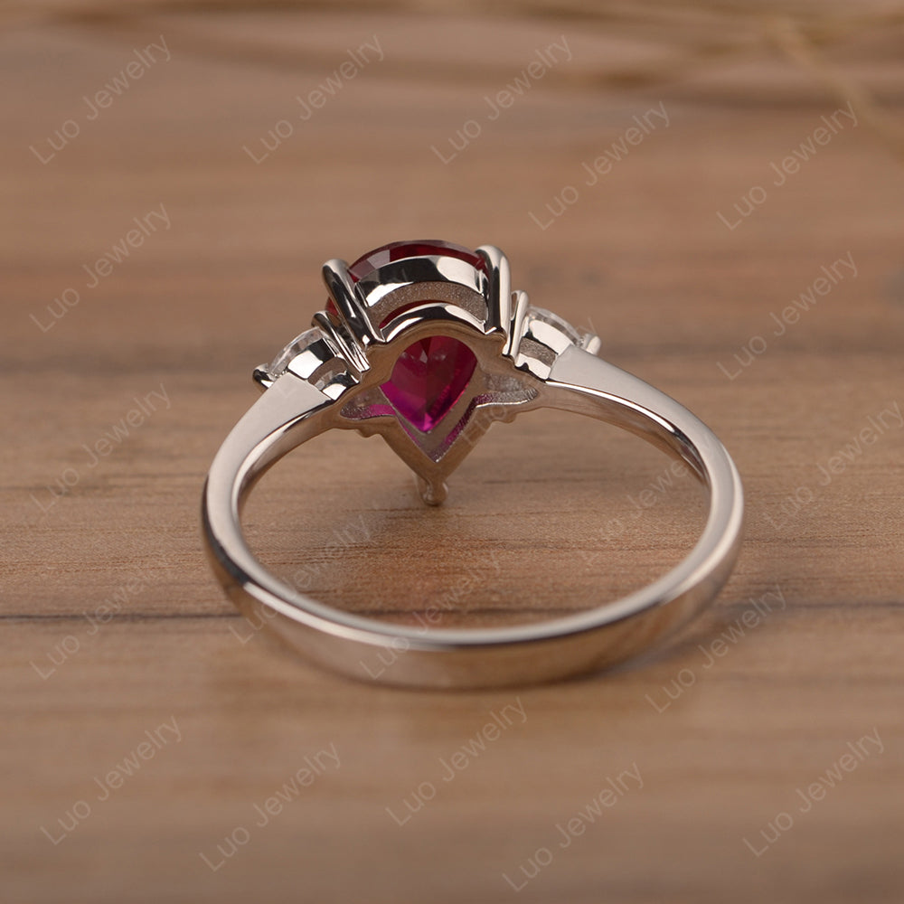 Ruby Ring Teardrop Wedding Ring Rose Gold - LUO Jewelry