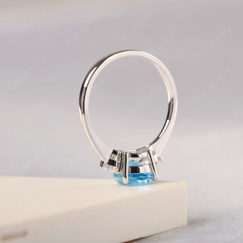 Swiss Blue Topaz Ring Teardrop Wedding Ring Rose Gold - LUO Jewelry