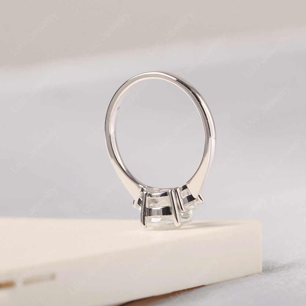White Topaz Ring Teardrop Wedding Ring Rose Gold - LUO Jewelry