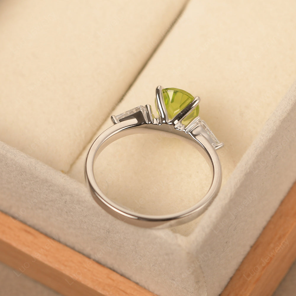 Pear Shaped Peridot Ring With Kite Side Stone - LUO Jewelry