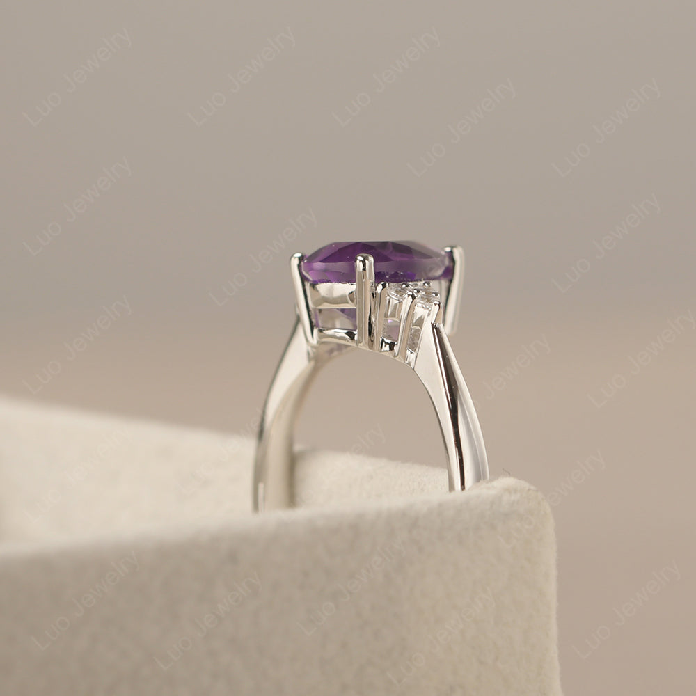 Pear Amethyst Wedding Ring White Gold - LUO Jewelry