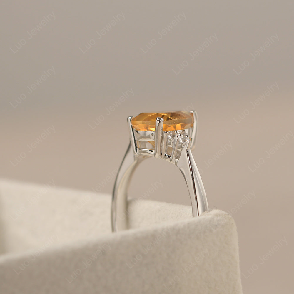 Pear Citrine Wedding Ring White Gold - LUO Jewelry