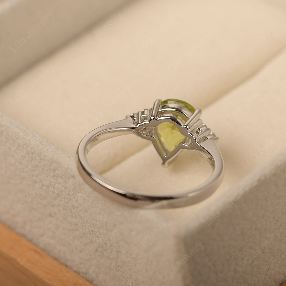 Pear Peridot Wedding Ring White Gold - LUO Jewelry