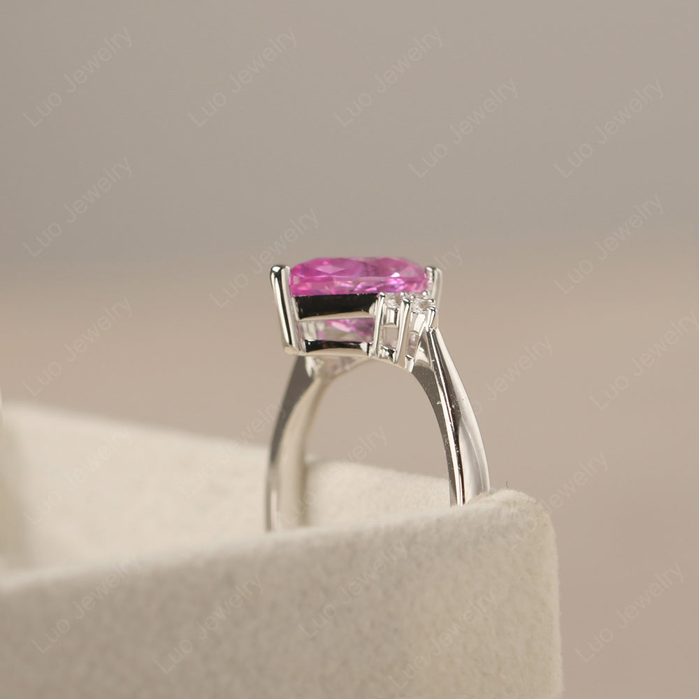 Pear Pink Sapphire Wedding Ring White Gold - LUO Jewelry