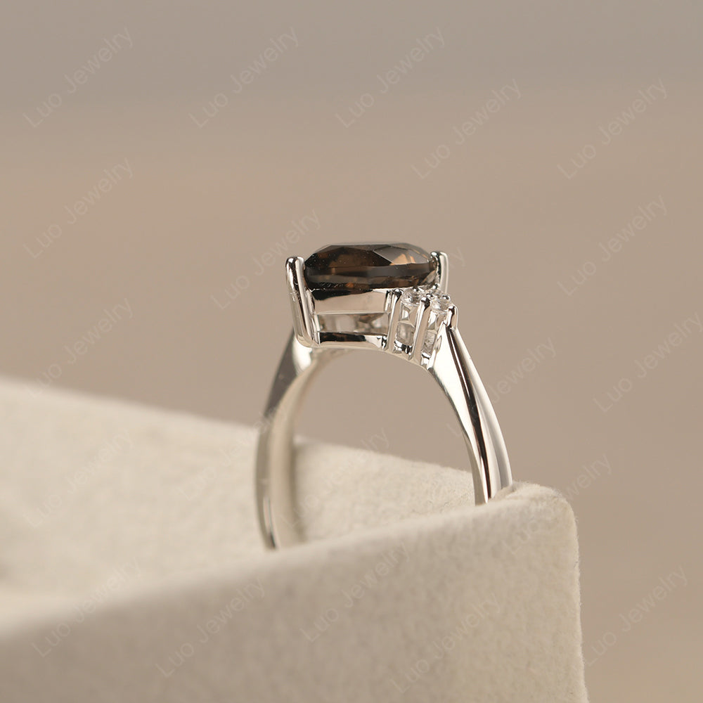 Pear Smoky Quartz  Wedding Ring White Gold - LUO Jewelry