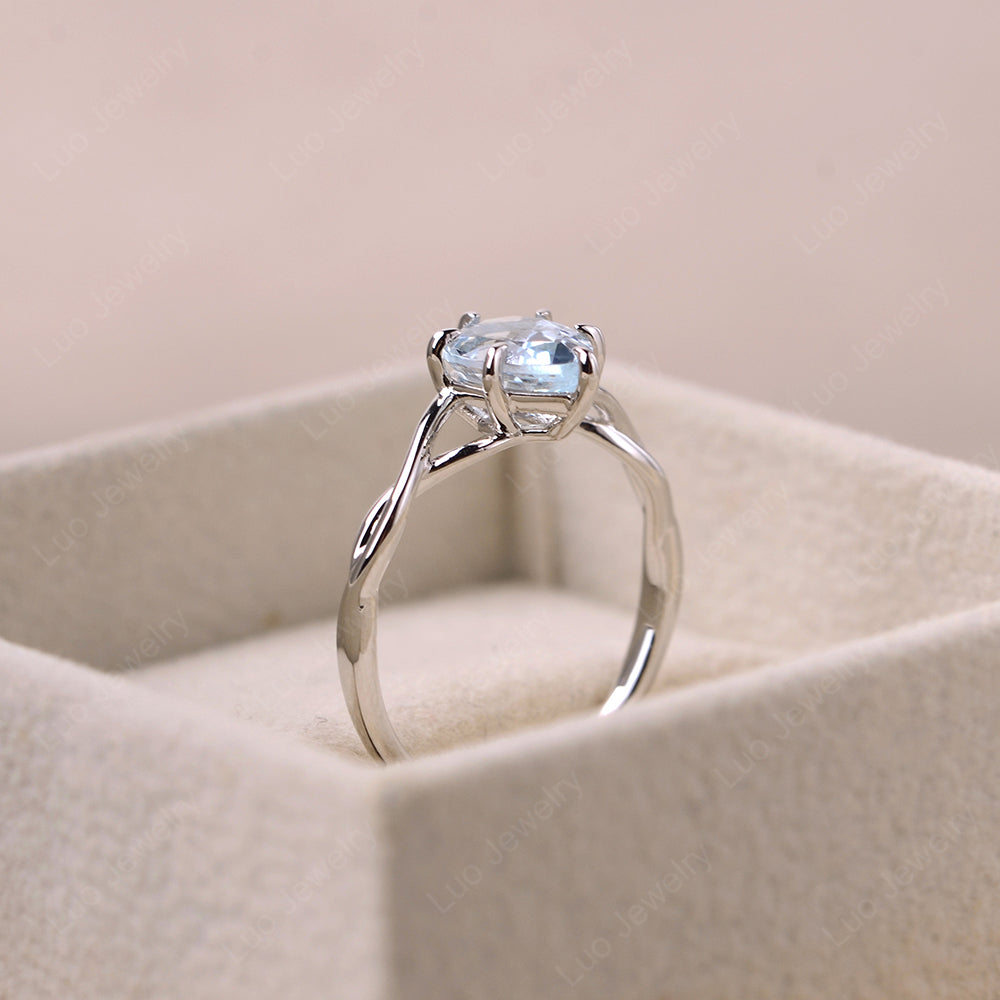 Pear Aquamarine Twisted Band Engagement Ring - LUO Jewelry