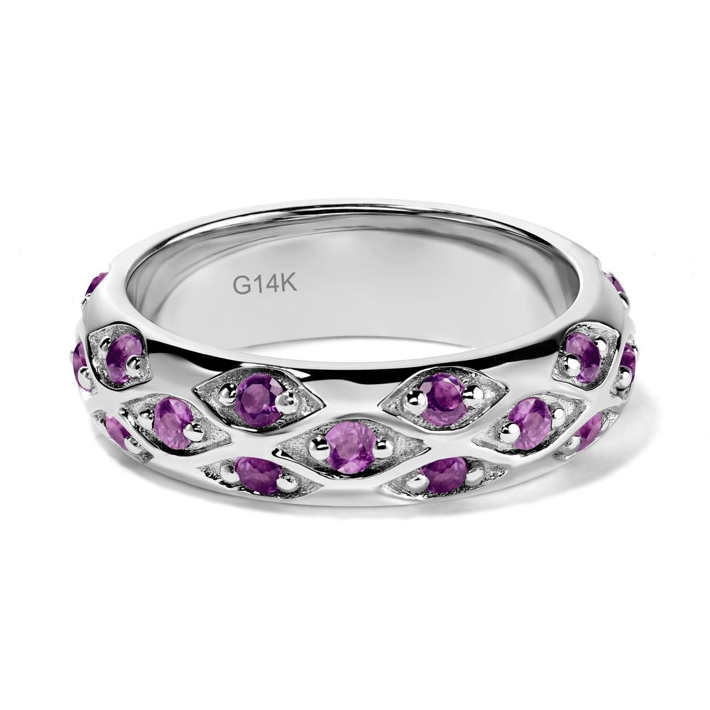 Amethyst Wide Band Eternity Ring - LUO Jewelry #metal_14k white gold