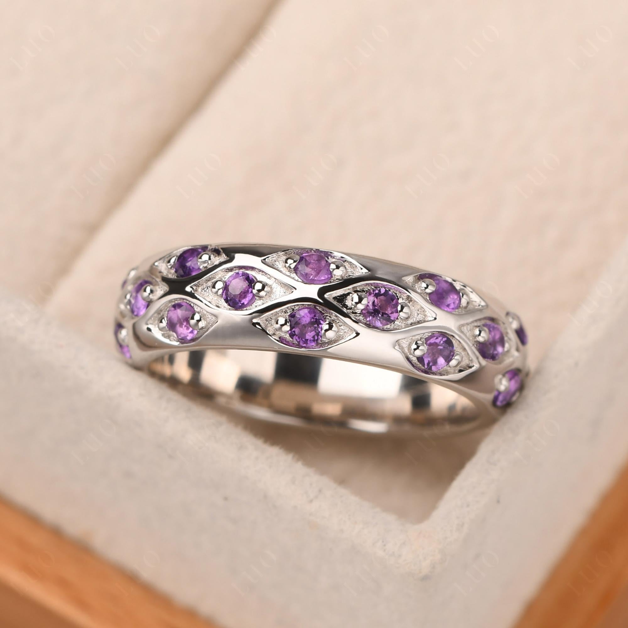 Amethyst Wide Band Eternity Ring - LUO Jewelry